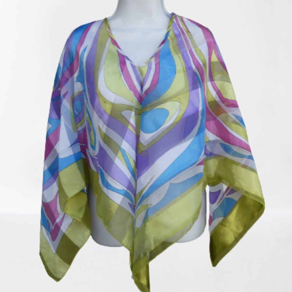 Vintage Sheer Colorful Poncho
